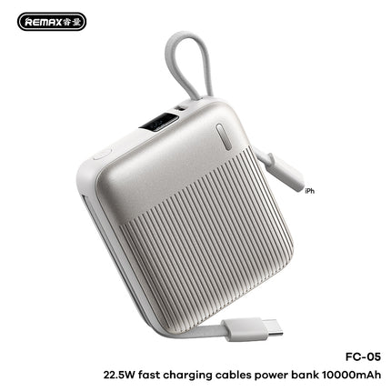باور بانك Remax FC-05(10,000mAh) & FC-06(20,000mAh) مع شحن سريع 22.5W وكابل مدمج
