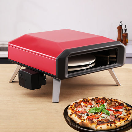 فرن بيتزا "بيتزا كينج" (Pizza King) مقاس 16 بوصة يعمل بالغاز - خاصية الدوران التلقائي - محمول للحدائق والرحلات - ستانلس ستيل - موديل KF-PZ03C