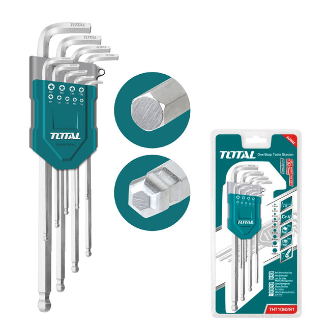 Total THT106291 -  9-Piece Long Hex Key Set
