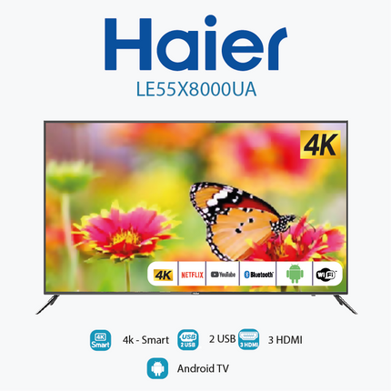 تلفزيون ذكي فائق النحافة بدقة 4K مقاس 55 بوصة من Haier