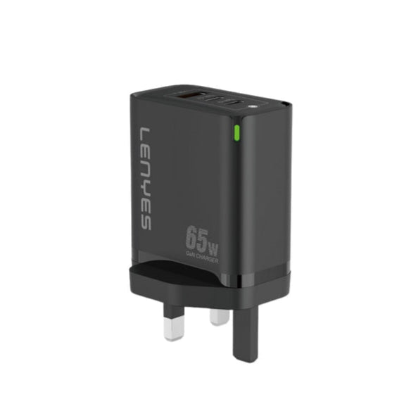 قابض شاحن Lenyes LCH57 GaN PD بقوة 65 واط باللون الأسود قابض شاحن Lenyes LCH57 GaN PD بقوة 65 واط باللون الأسود