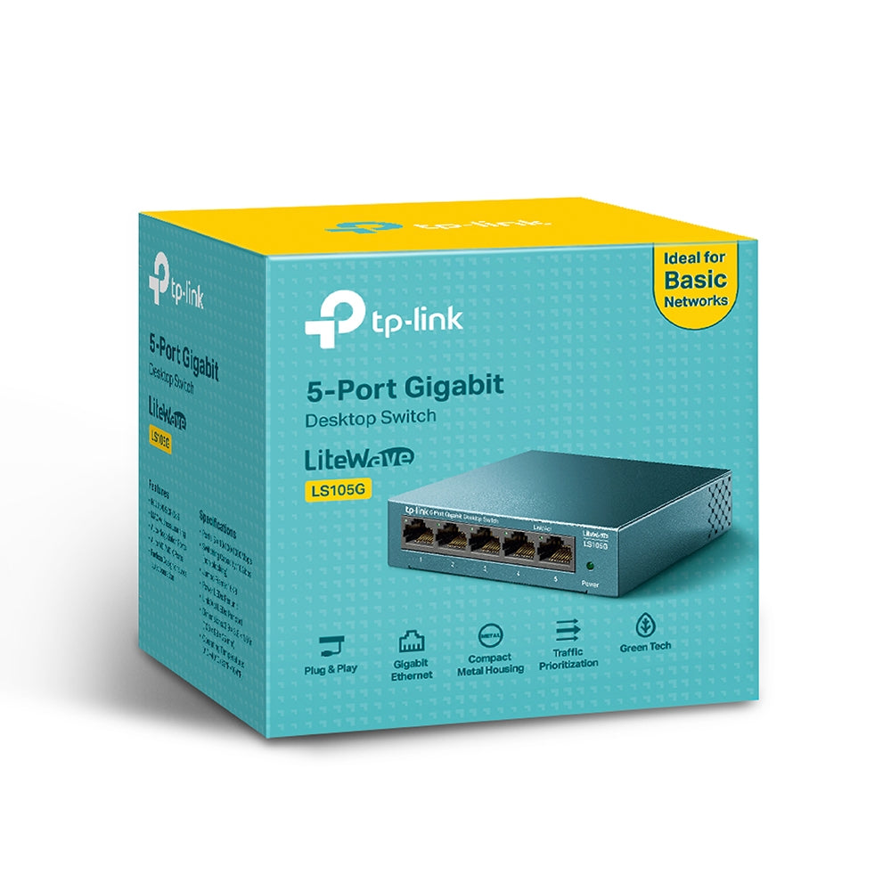 محول مكتبي بخمسة منافذ TP-Link LS105G محول مكتبي بخمسة منافذ TP-Link LS105G