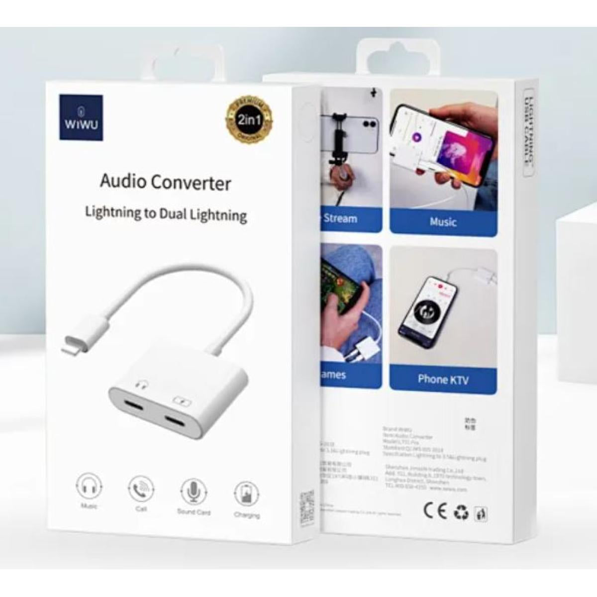 محول الصوت WIWU LT01 Plus من Lightning إلى Lightning مزدوج محول الصوت WIWU LT01 Plus من Lightning إلى Lightning مزدوج