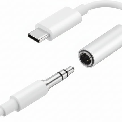 Lenyes AX91 Type-C to 3.5mm Audio Adapter - High-Fidelity Sound Transfer - Durable TPE Construction - Compact Design - White