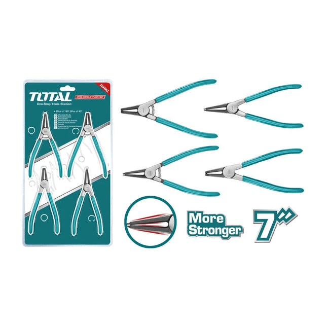 Total THTJ214042 | 7-Inch 4-Piece Circlip Pliers Set