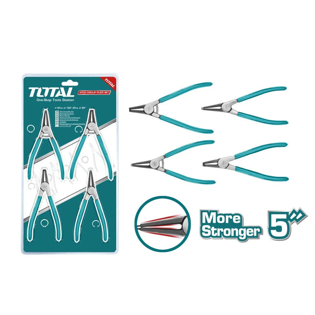 Total THTJ214041 | 5-Inch 4-Piece Circlip Pliers Set