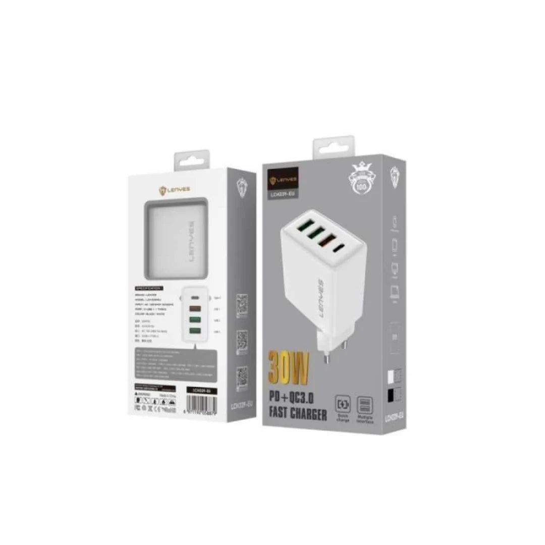 شاحن سريع للهواتف المحمولة من لينيس LCH331 USB مع كابل ميكرو - ألون بيض شاحن سريع للهواتف المحمولة من لينيس LCH331 USB مع كابل ميكرو - ألون بيض