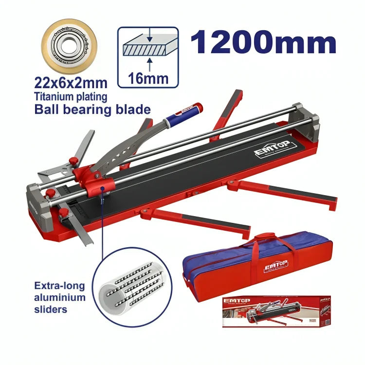 EMTOP ETCR1206 1200 mm Manual Tile Cutter with Side Supports EMTOP ETCR1206 1200 mm Manual Tile Cutter with Side Supports
