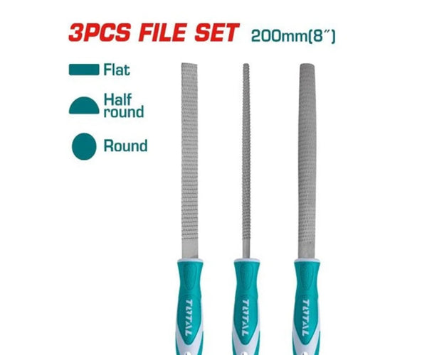 TOTAL THT918326 8-Inch 3-Piece Wood File Set – Precise & Durable