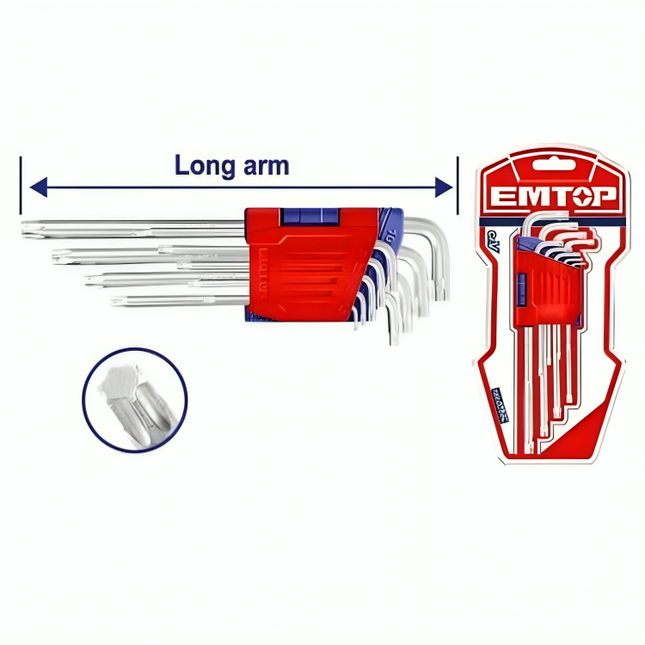 EMTOP EHKY3091  Torx Key Set - 9 Pieces 