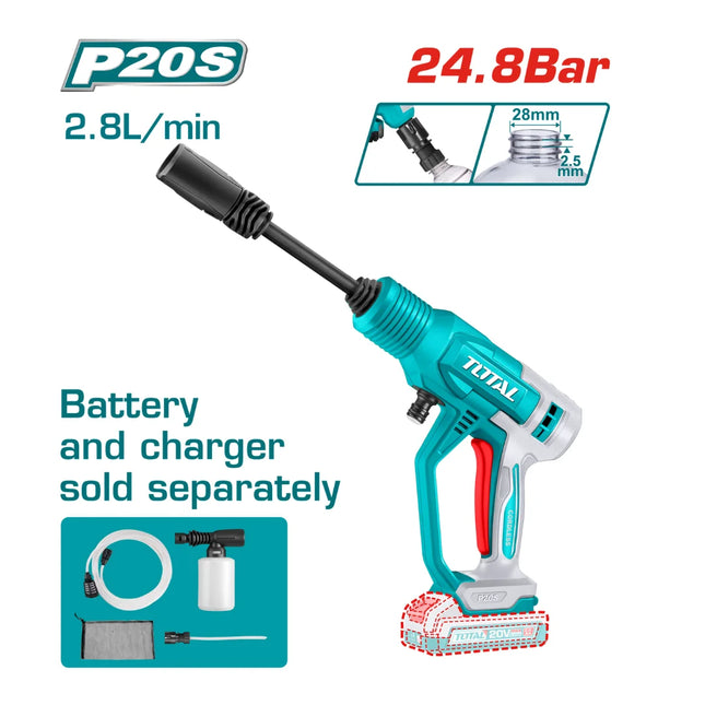 Total TPWLI2036 Cordless Pressure Washer 20V – 24.8 Bar