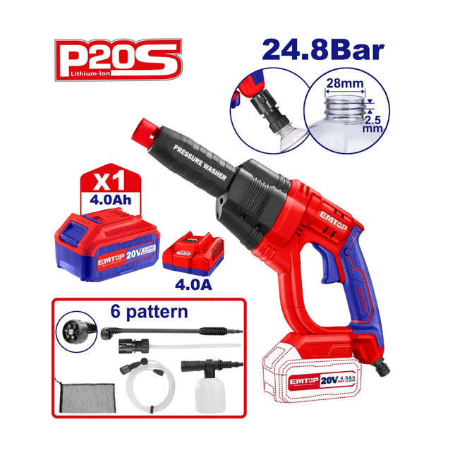 EMTOP ELPW202501 – 20V Cordless Pressure Washer

