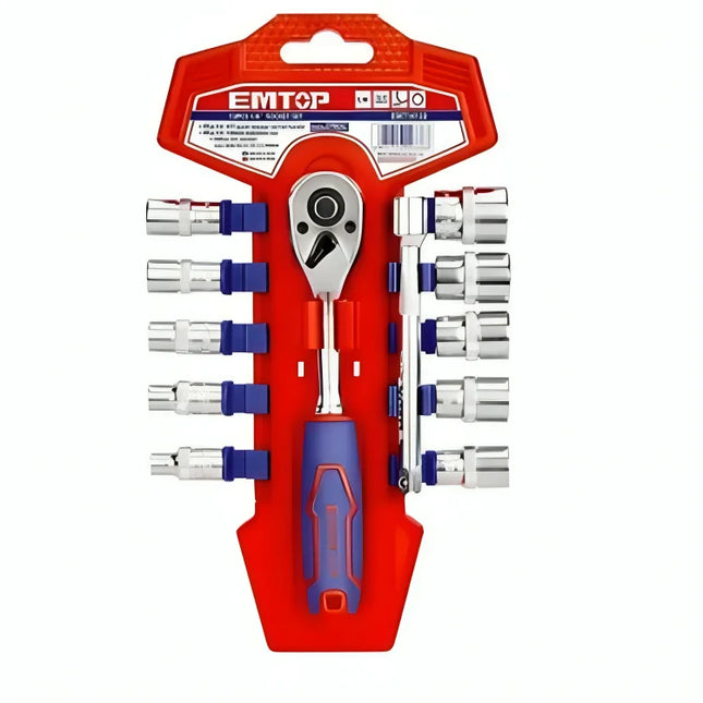 EMTOP ESKT14122  12-Piece 1/4" Socket Wrench Set