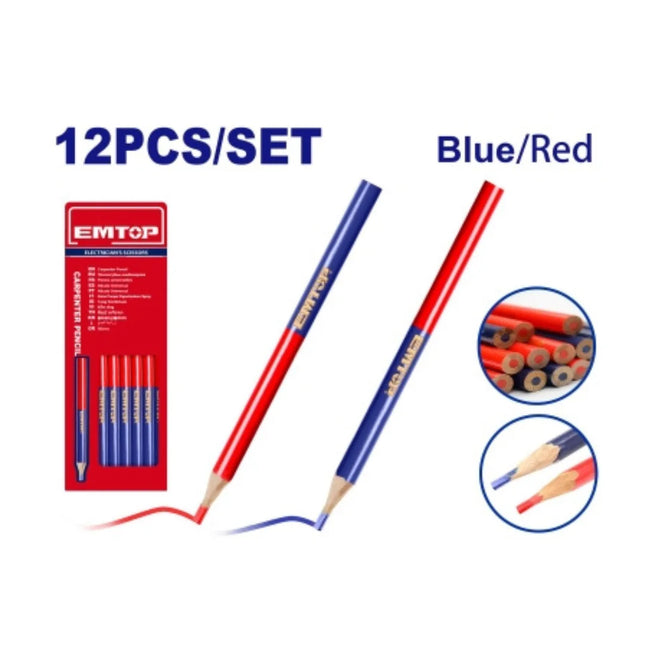EMTOP EMMQ2512 Red and Blue Marking Pen Set (12 Pieces)