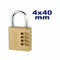 EMTOP EPDKC4043  40mm Brass Combination Padlock – 4-Digit
