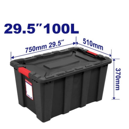 EMTOP EMTB331B Black Plastic Storage Box – 100 Liters