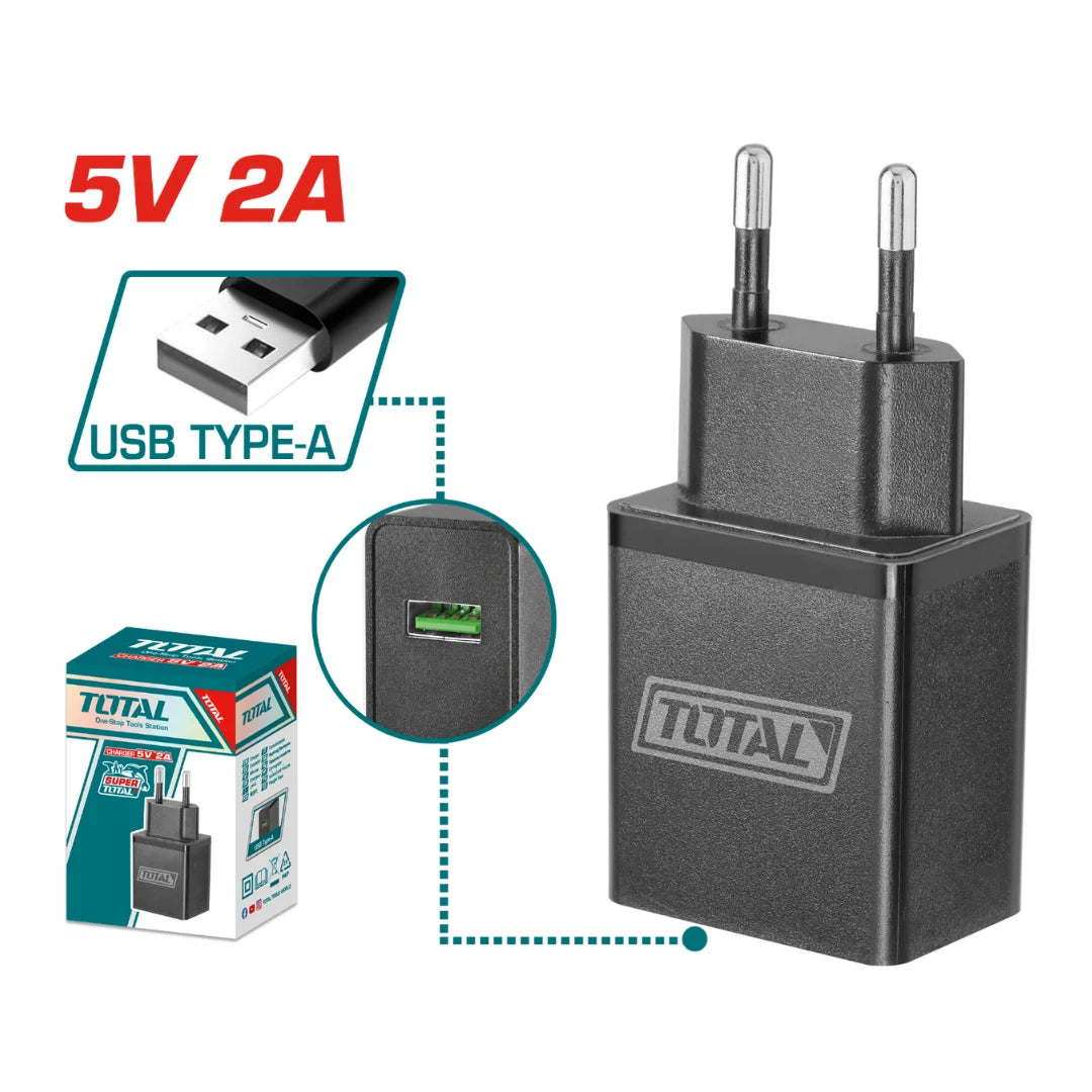 أدابتر شاحن فولت 2 أمبير Total TCLI120502 USB Type-A أدابتر شاحن فولت 2 أمبير Total TCLI120502 USB Type-A