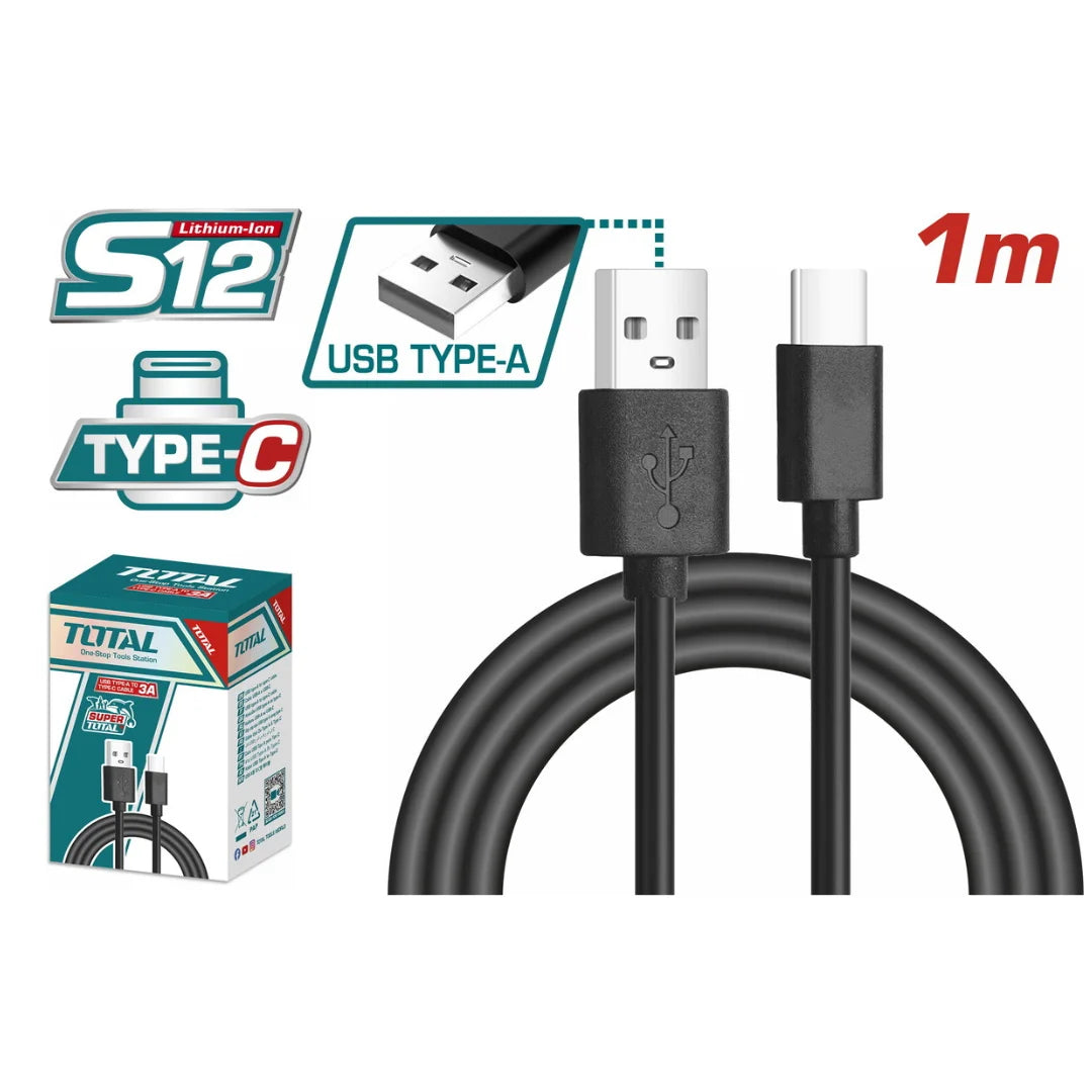 كيبل شحن USB نوع A إلى Type-C بطول متر Total TIUCC01 كيبل شحن USB نوع A إلى Type-C بطول متر Total TIUCC01