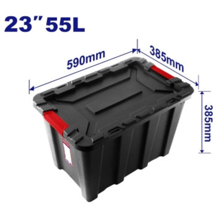 EMTOP EMTB3355  Black Plastic Storage Box – 55 Liters