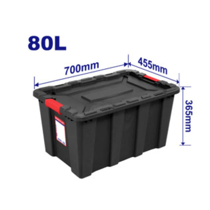 EMTOP EMTB3380  Black Plastic Storage Box – 80 Liters