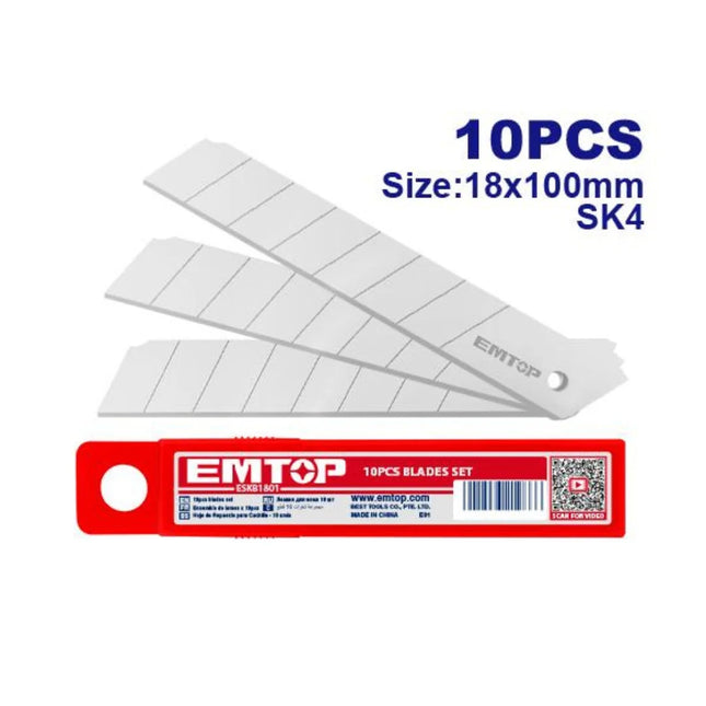 EMTOP ESKB1801  18mm SK4 Utility Knife Blade Set