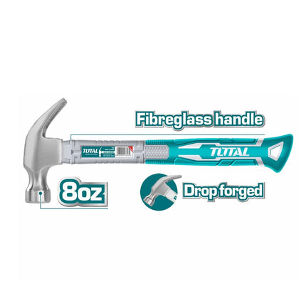 Total THTS7308 Claw Hammer 220g – Lightweight, Fiber Handle