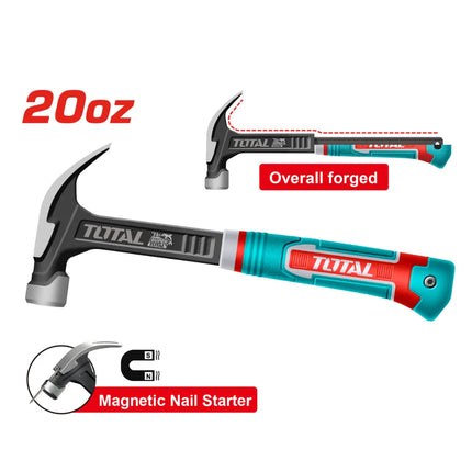 Total THCH61020L Claw Hammer with Magnetic Nail Holder 560g