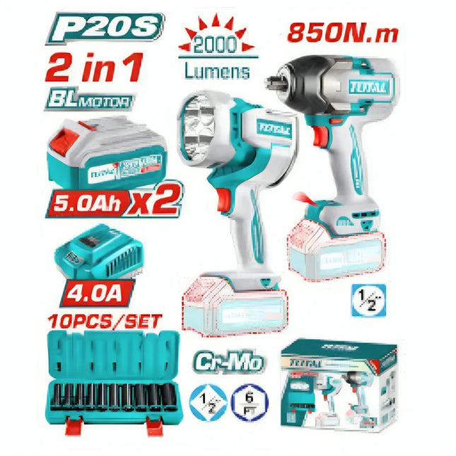 Total TOSLI241181  Cordless Impact Drill Kit  850Nm