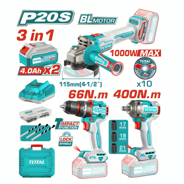 Total TOSLI241291  3-Piece Cordless Tool Kit 