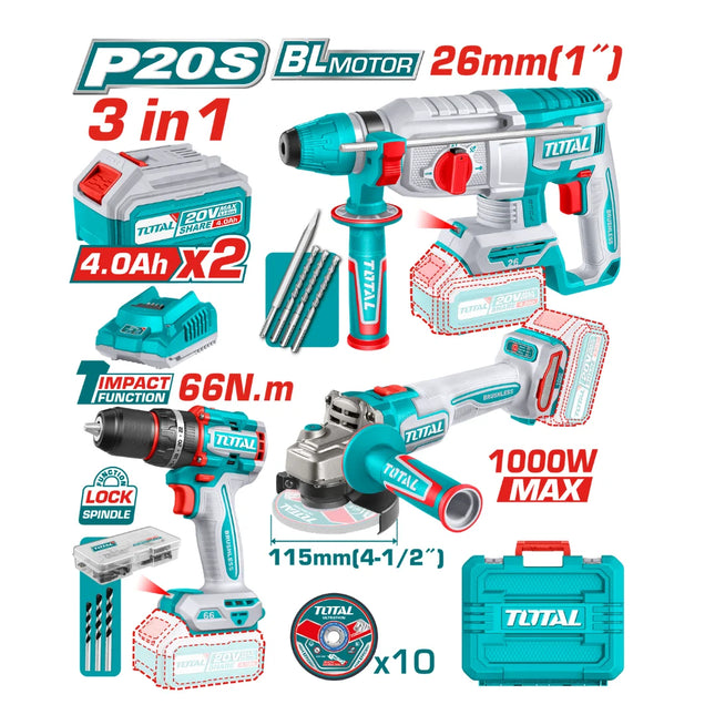Total TOSLI241198  3-Piece Cordless Power Tool Kit