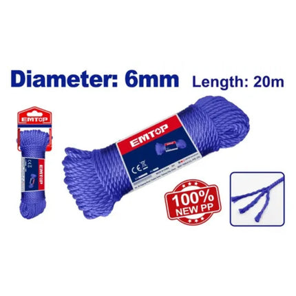 EMTOP EMRZ1306  Nylon Rope 6mm - 20m