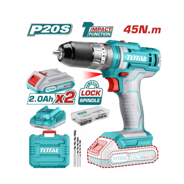 Total TIDLI201452  20V Cordless Drill Kit