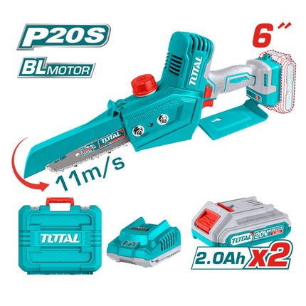 Total TGSLI20686 | 20V 6-Inch Cordless Chainsaw with 2×2.0Ah Batteries & Charger