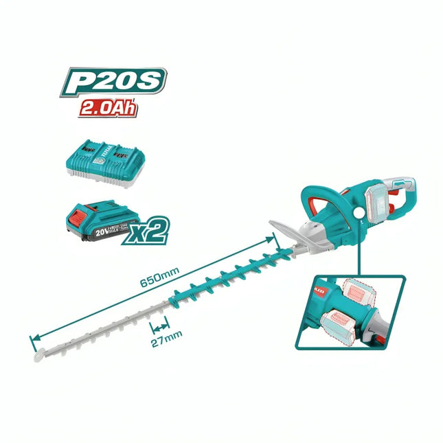 Total THTLI400282 |  40V Industrial Cordless Hedge Trimmer with 2 Batteries & Dual Charger