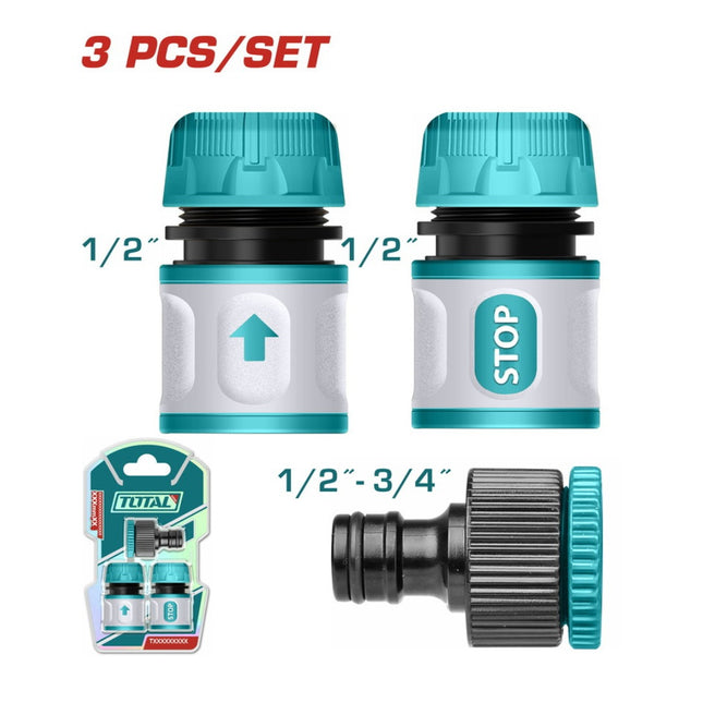 Total THWS030301 |  3-Piece Garden Hose Connector Set