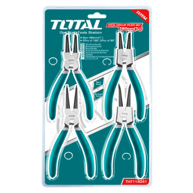Total THT114041 | 7-Inch 4-Piece Circlip Pliers Set