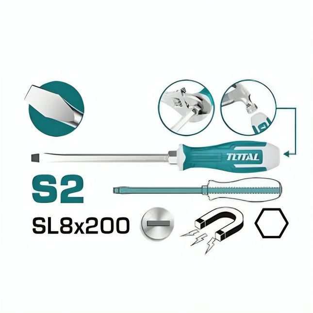 Total THGS82006 Slotted Go-Through Screwdriver 8×200 mm