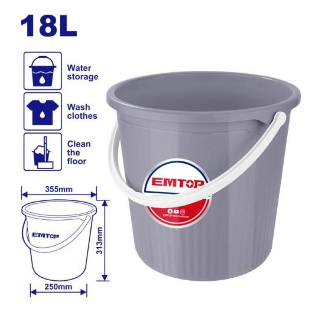 سطل بلاستك مع يد 18 لتر EMTOP EMBU1318 سطل بلاستك مع يد 18 لتر EMTOP EMBU1318