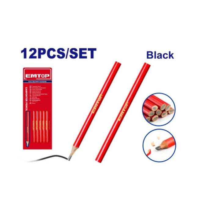 EMTOP EMMQ1512  Carpenter Pencil Set (12 Pieces)