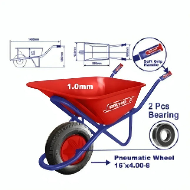 EMTOP EWBW4008D Concrete Wheelbarrow 65L