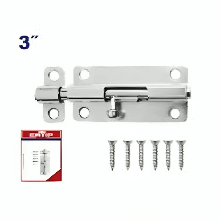 EMTOP EMCX2K03 3inch Chrome-Plated Tower Bolt