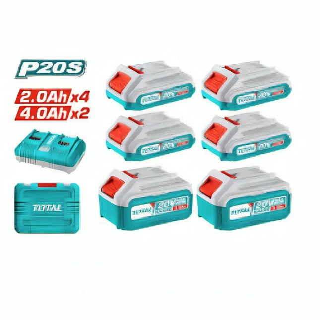 Total TOSLI230701  P20S Battery & Charger Kit – 6 Batteries + Dual Charger
