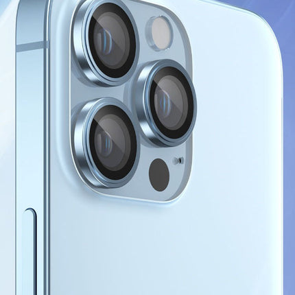 BLUEO NPB27 Original Metal Frame Lens Protector Glass (3 pcs/package) for iPhone 13 Pro / 13 Pro Max - Light Blue