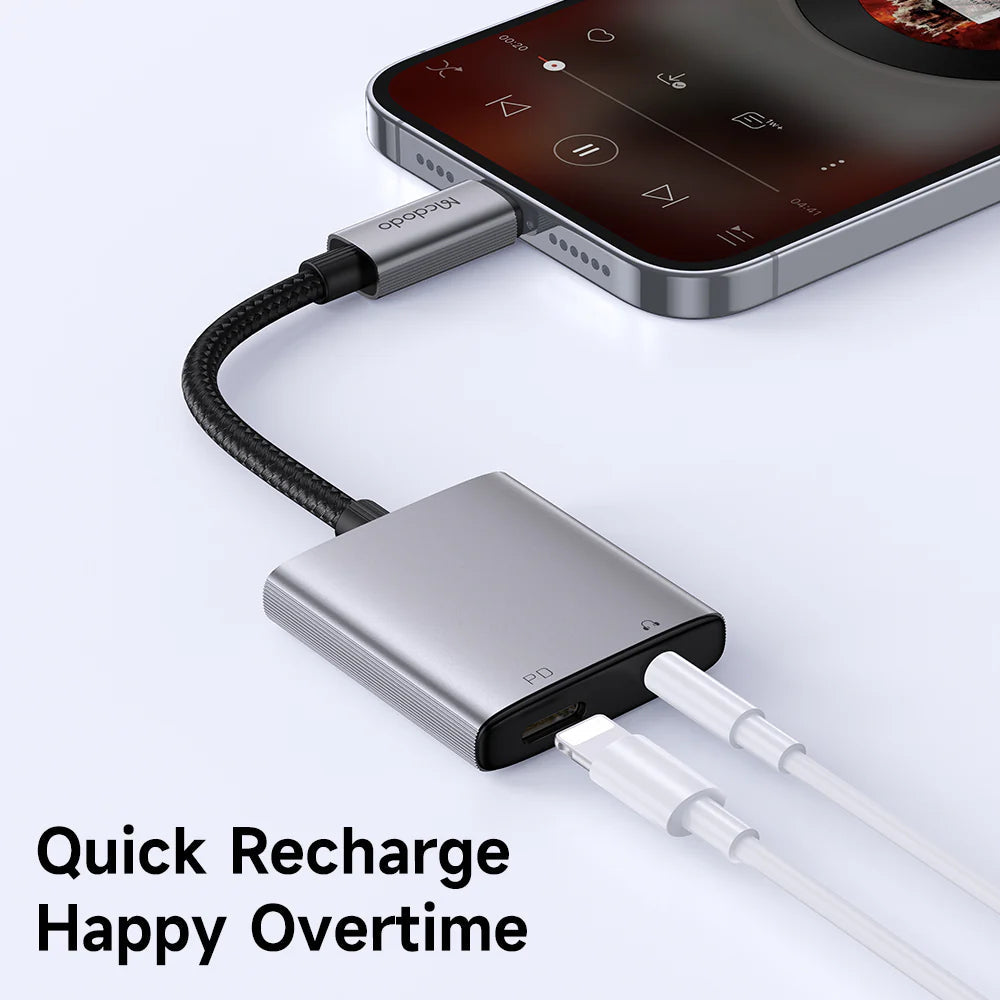 محول 2 في 1 من Mcdodo Lightning إلى 3.5 مم ومحول Lightning Audio CA-5540 محول 2 في 1 من Mcdodo Lightning إلى 3.5 مم ومحول Lightning Audio CA-5540