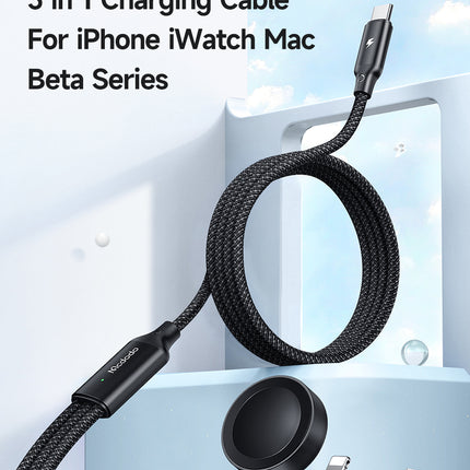 Mcdodo 3-in-1 Charging Cable USB-C to USB-C + Lightning + Apple Watch Wireless Charger 100W 1.2M CA-4940