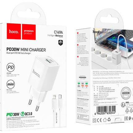 Hoco Charm C149A 30W Fast Charger with Lightning Cable