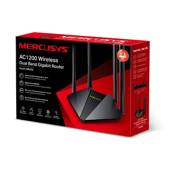 راوتر ثنائي النطاق بتقنية الواي فاي Mercusys MR30G - AC1200 راوتر ثنائي النطاق بتقنية الواي فاي Mercusys MR30G - AC1200