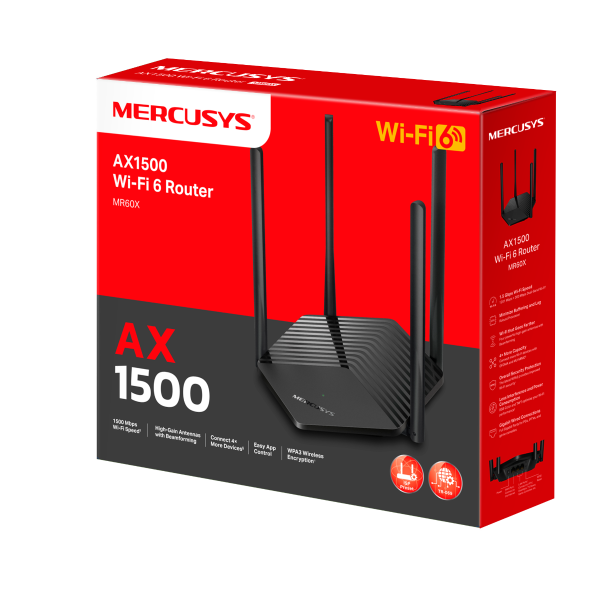 راوتر بتقنية الواي Mercusys MR60X – AX1500 - 6 راوتر بتقنية الواي Mercusys MR60X – AX1500 - 6