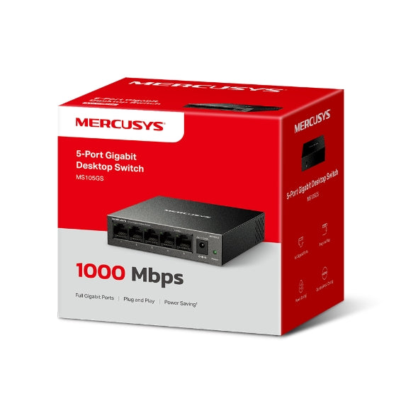 محول بخمسة منافذ Mercusys MS105GS محول بخمسة منافذ Mercusys MS105GS