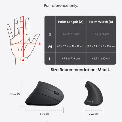 Anker Vertical Wireless Mouse Compact Ergonomic Design
